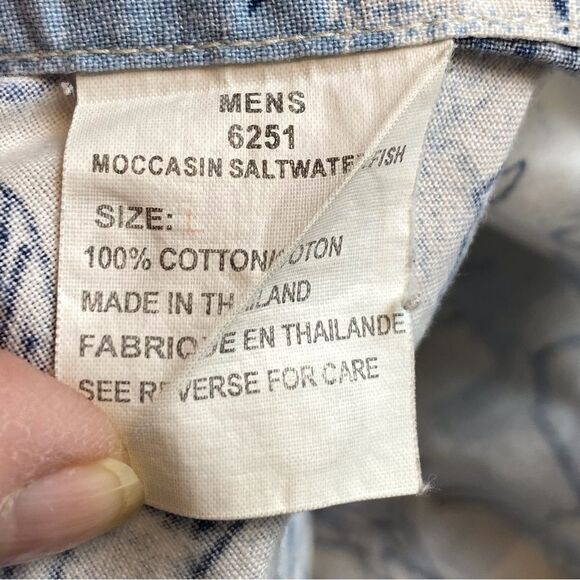 Woolrich Moccasin Saltwater Fish Short Sleeve Button Down Shirt Size Large - Picture 4 of 12